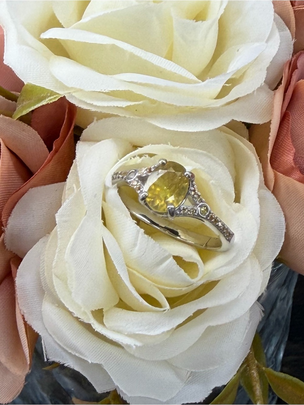 Stunning Natural 2CT Yellow Sapphire 925 Sterling Silver w/ 14K Gold Ring Sz 8 - Picture 4 of 14